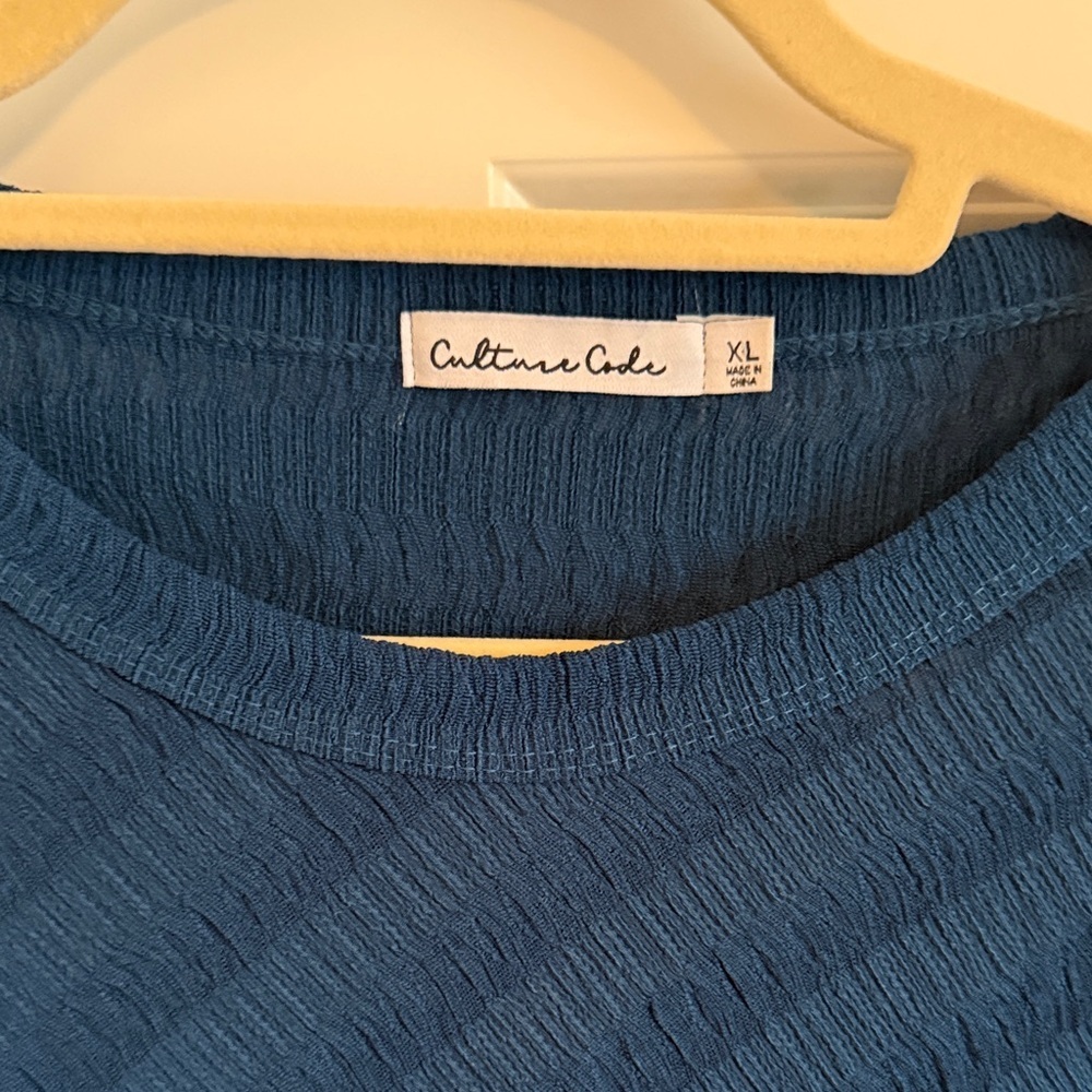 Culture Code Amina Crew Neck Textured Dark Teal Long Sleeve Bodysuit Size XL - Picture 4 of 10